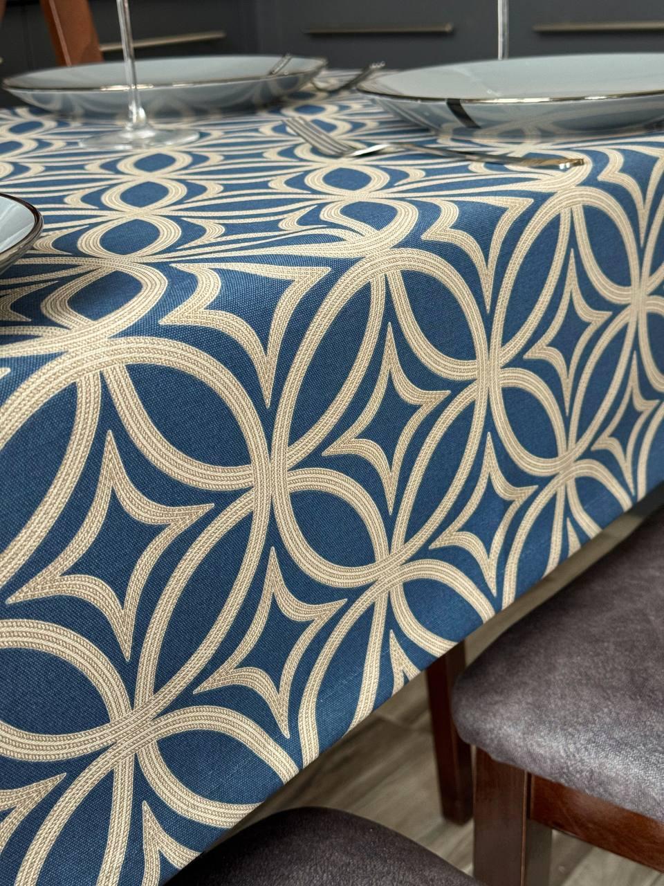 Linen waterproof tablecloth with Teflon, Geometry collection, luxury quality (custom or standard size)
