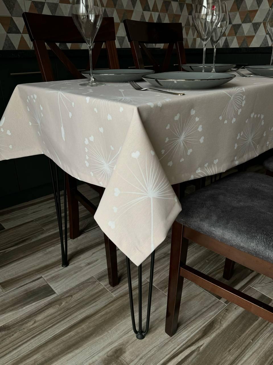 Linen waterproof tablecloth with Teflon, Geometry collection, luxury quality (custom or standard size)