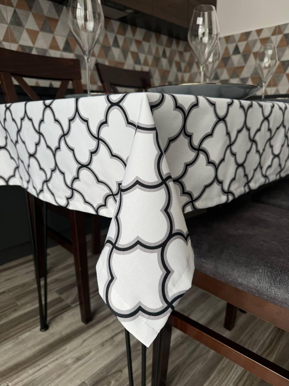 Linen waterproof tablecloth with Teflon, Geometry collection, luxury quality (custom or standard size)
