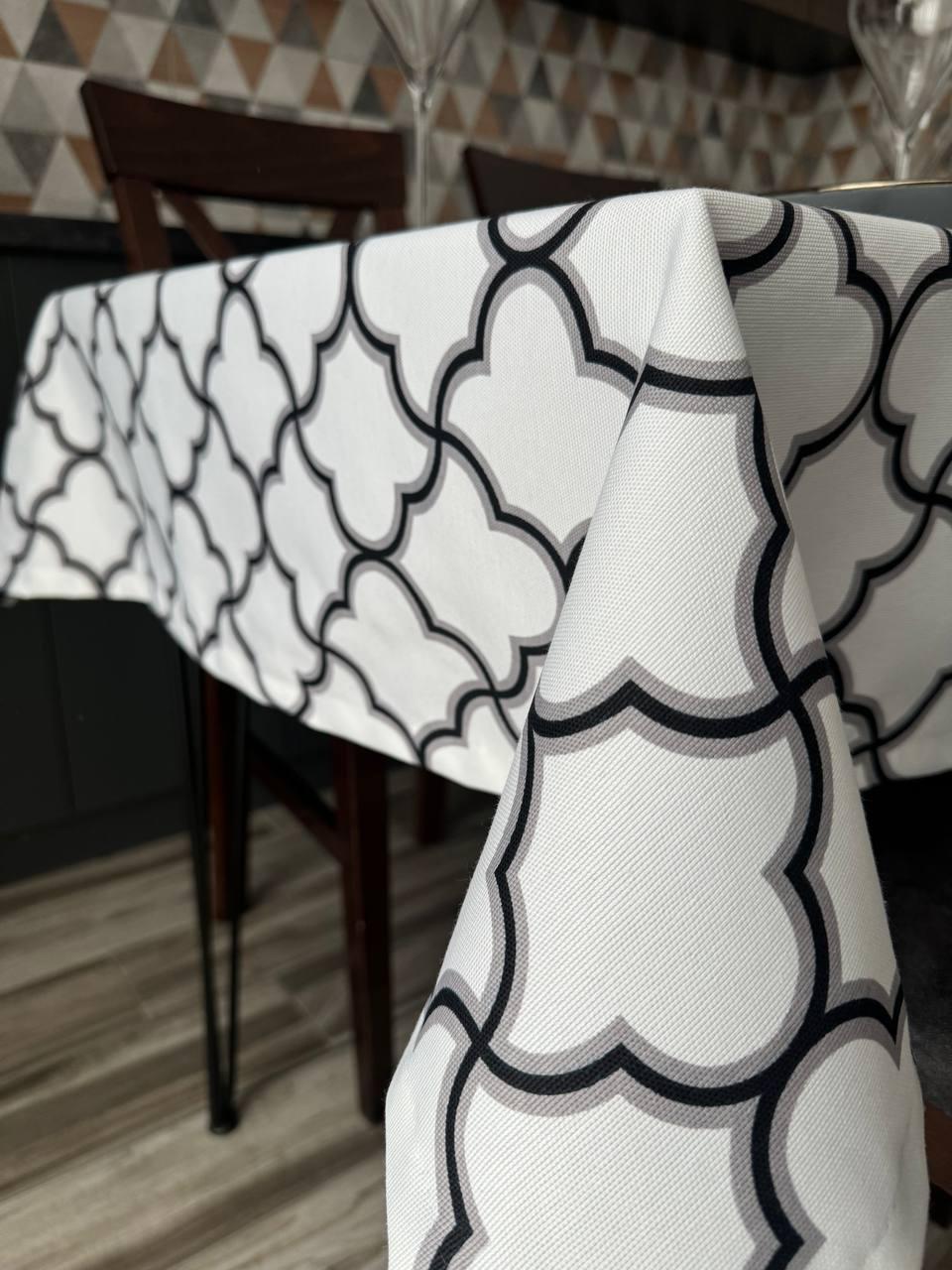 Linen waterproof tablecloth with Teflon, Geometry collection, luxury quality (custom or standard size)