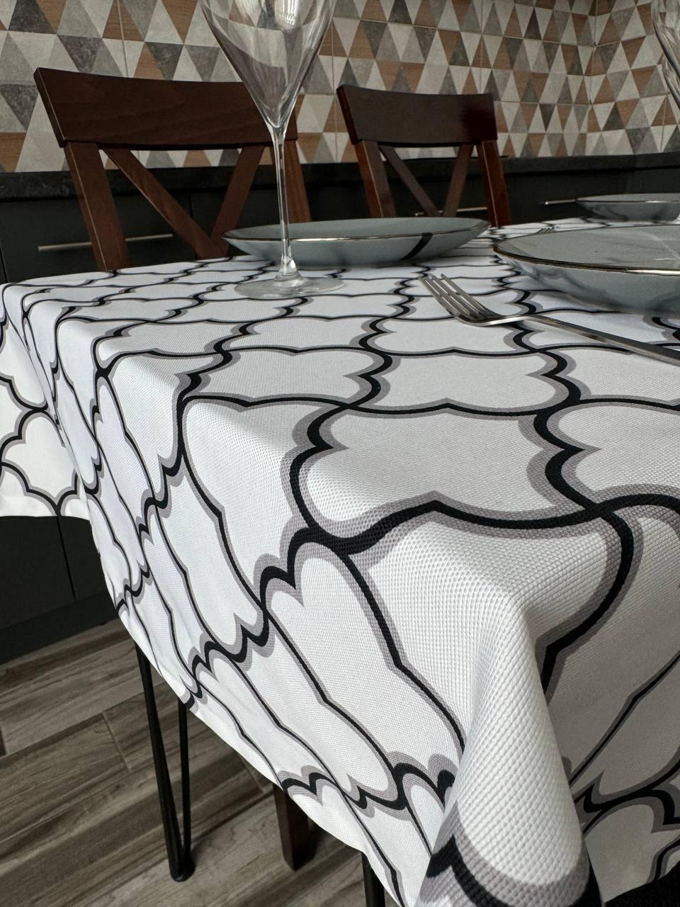 Linen waterproof tablecloth with Teflon, Geometry collection, luxury quality (custom or standard size)