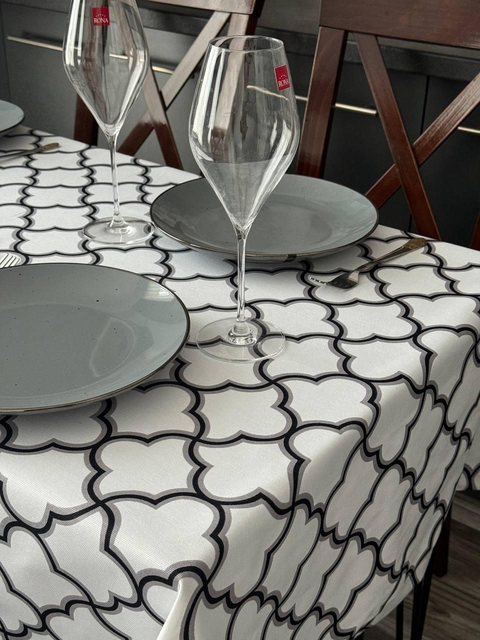 Linen waterproof tablecloth with Teflon, Geometry collection, luxury quality (custom or standard size)