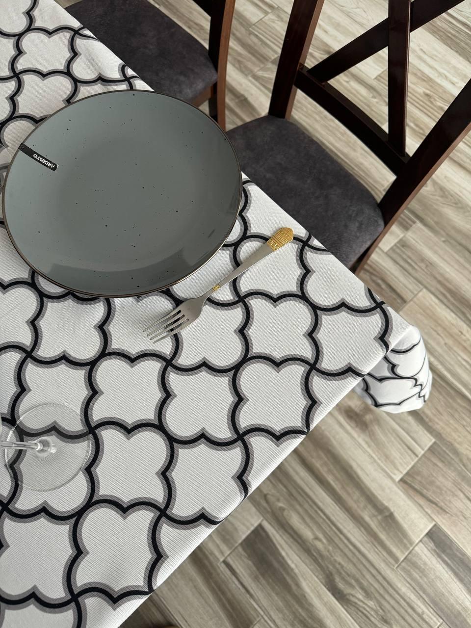 Linen waterproof tablecloth with Teflon, Geometry collection, luxury quality (custom or standard size)
