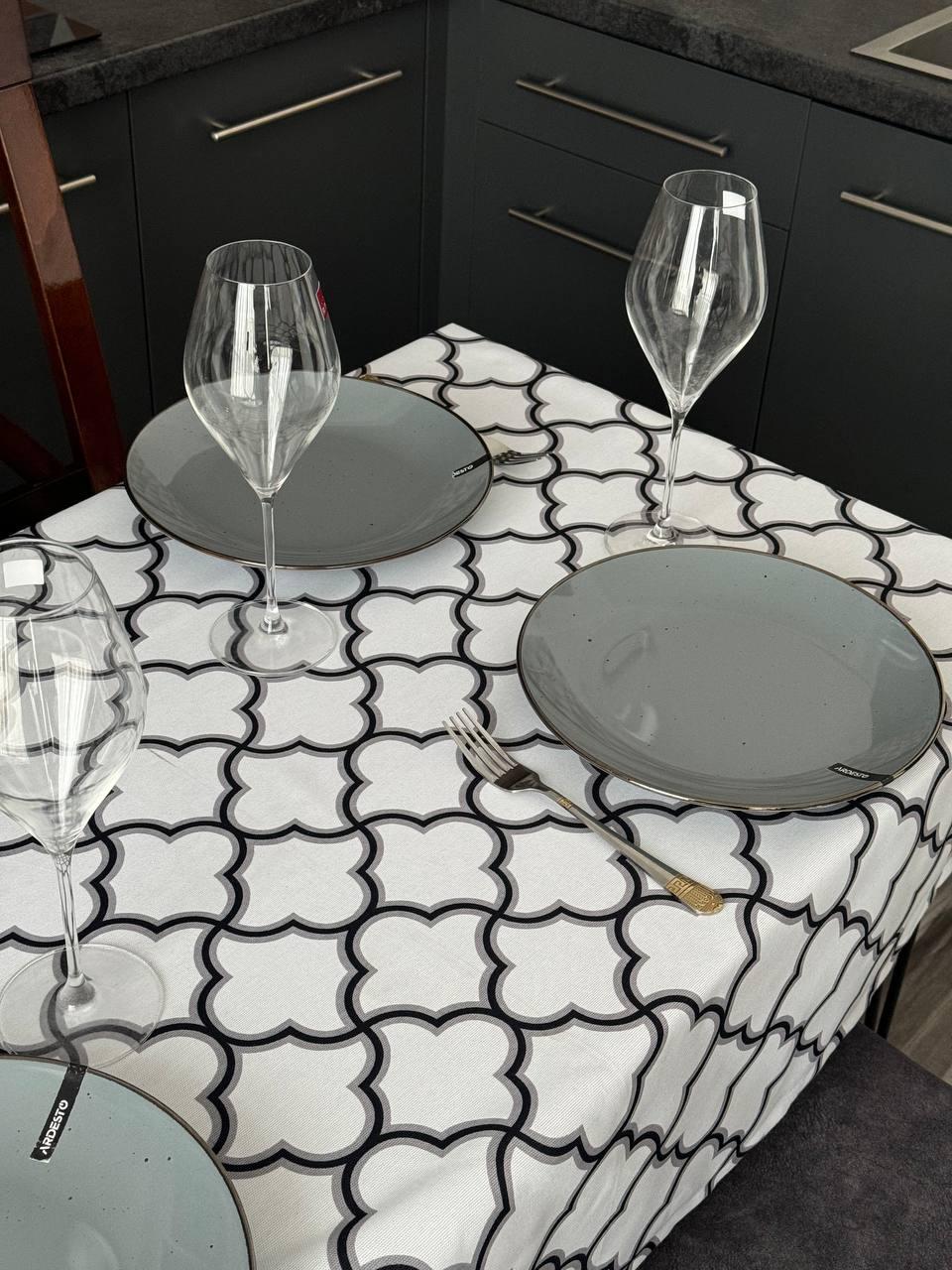 Linen waterproof tablecloth with Teflon, Geometry collection, luxury quality (custom or standard size)