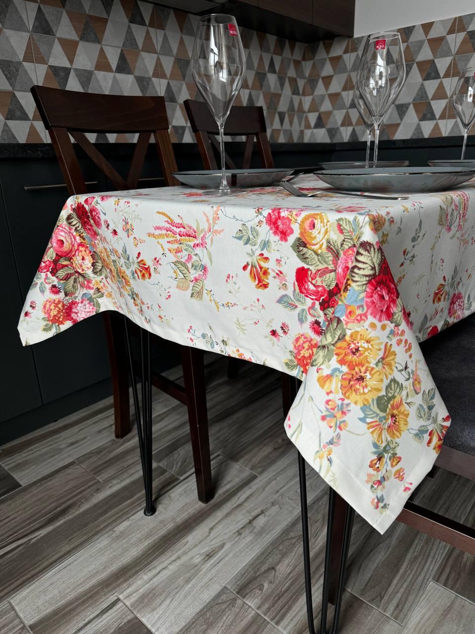 Linen waterproof tablecloth with Teflon, Geometry collection, luxury quality (custom or standard size)