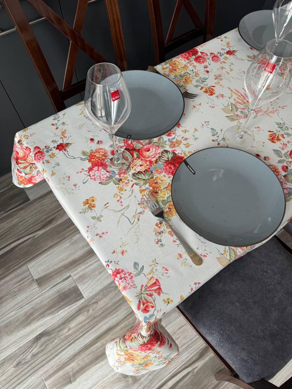 Linen waterproof tablecloth with Teflon, Geometry collection, luxury quality (custom or standard size)