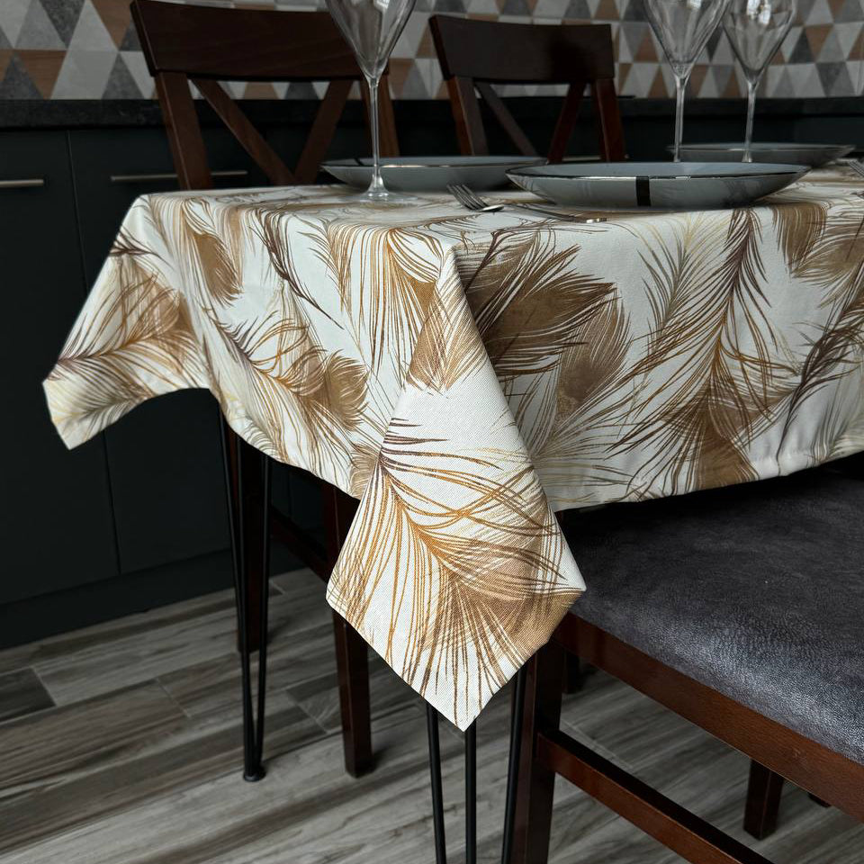 Linen waterproof tablecloth with Teflon, Geometry collection, luxury quality (custom or standard size)