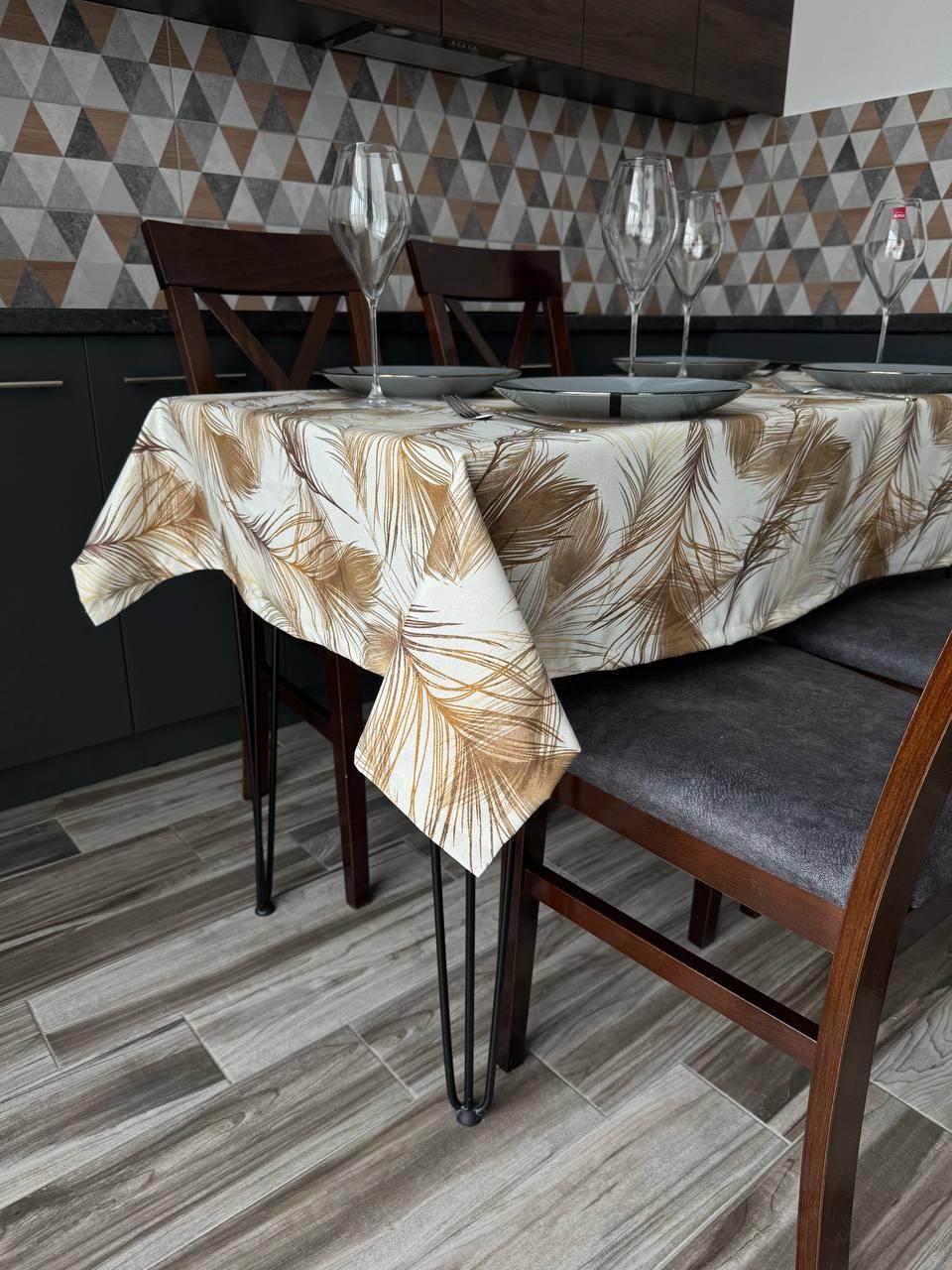 Linen waterproof tablecloth with Teflon, Geometry collection, luxury quality (custom or standard size)