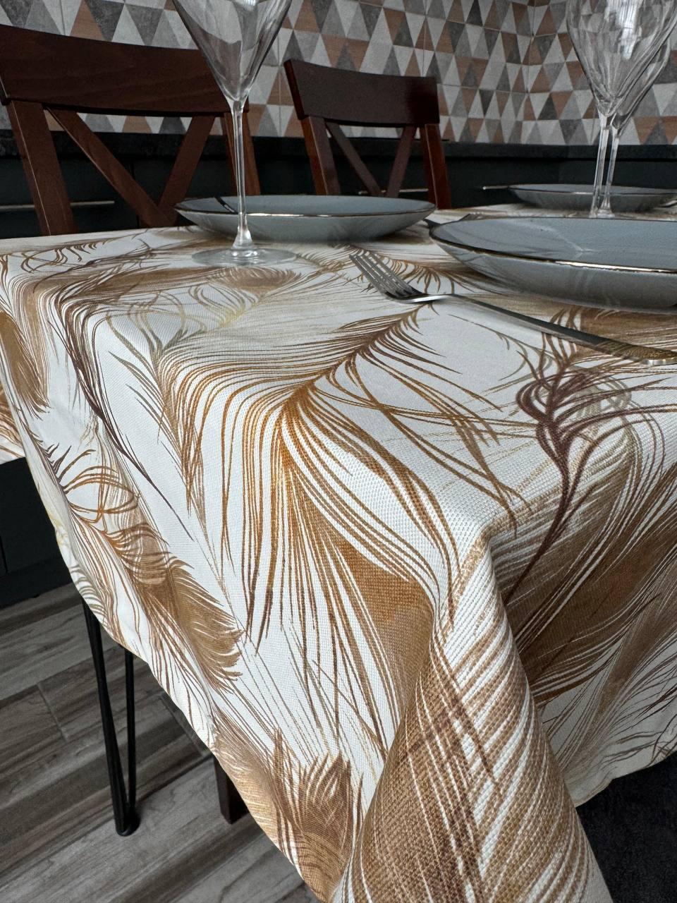 Linen waterproof tablecloth with Teflon, Geometry collection, luxury quality (custom or standard size)