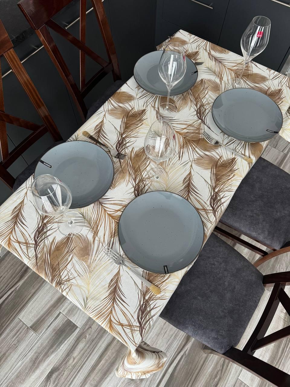 Linen waterproof tablecloth with Teflon, Geometry collection, luxury quality (custom or standard size)