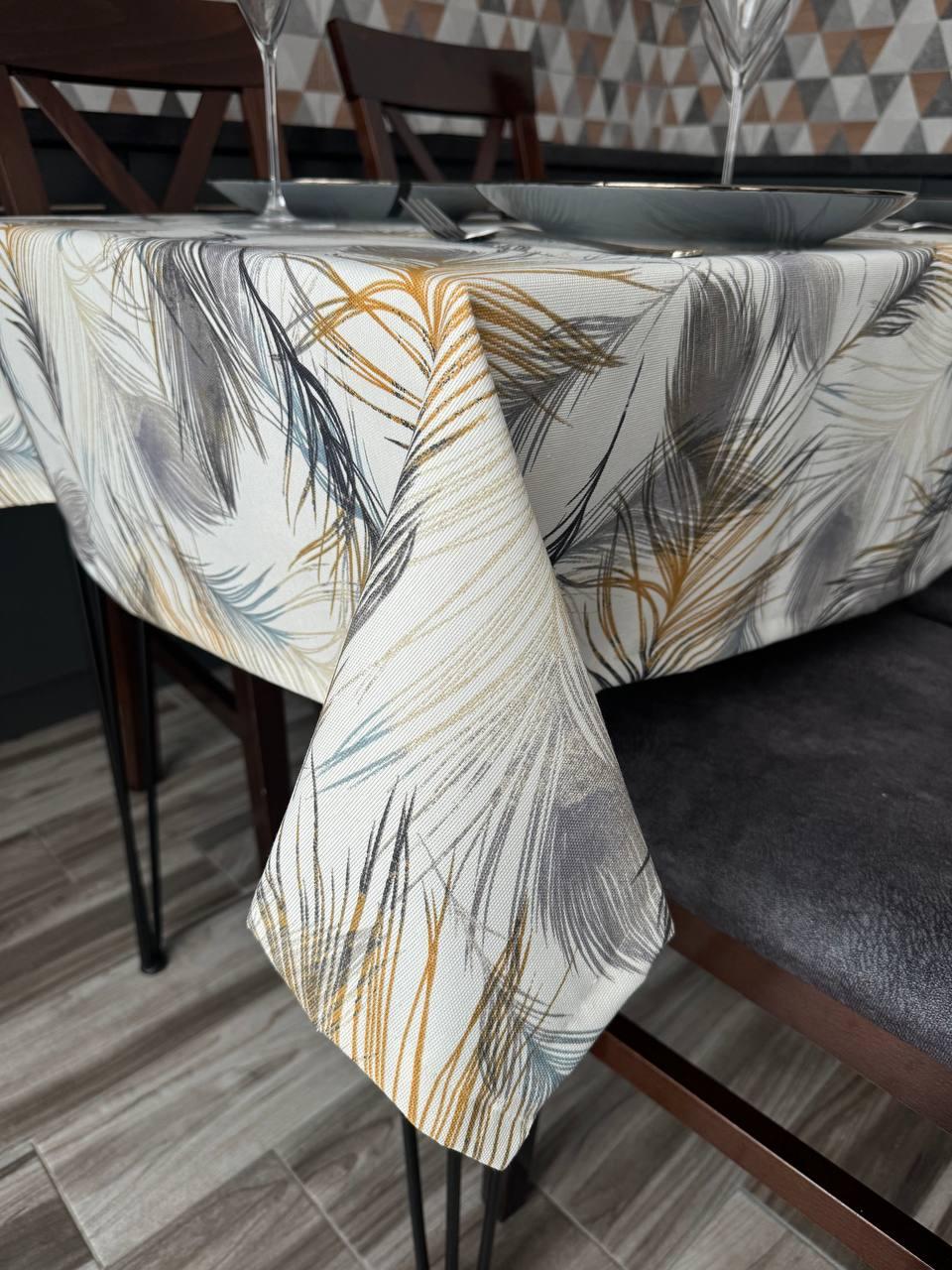 Linen waterproof tablecloth with Teflon, Geometry collection, luxury quality (custom or standard size)