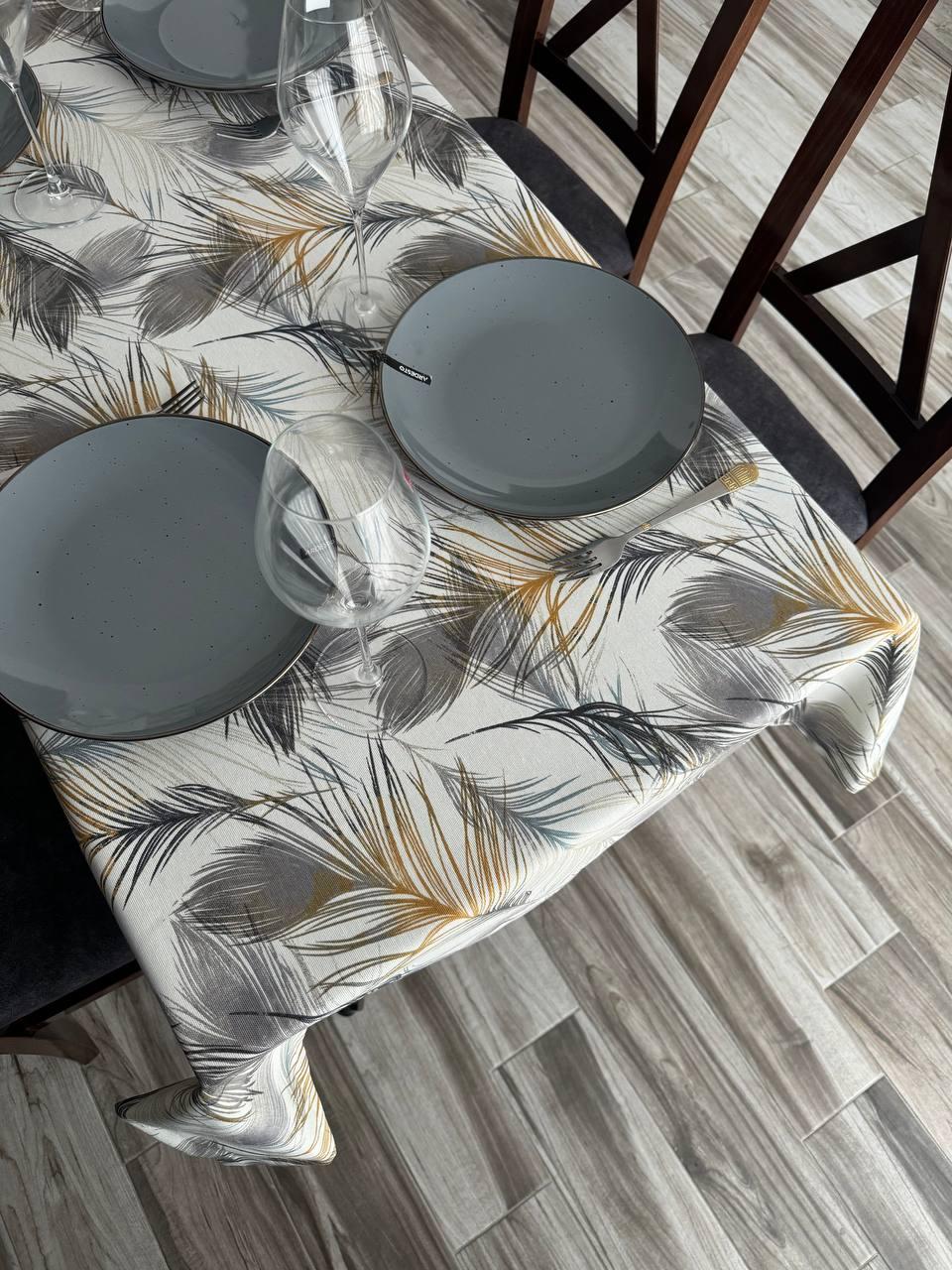 Linen waterproof tablecloth with Teflon, Geometry collection, luxury quality (custom or standard size)