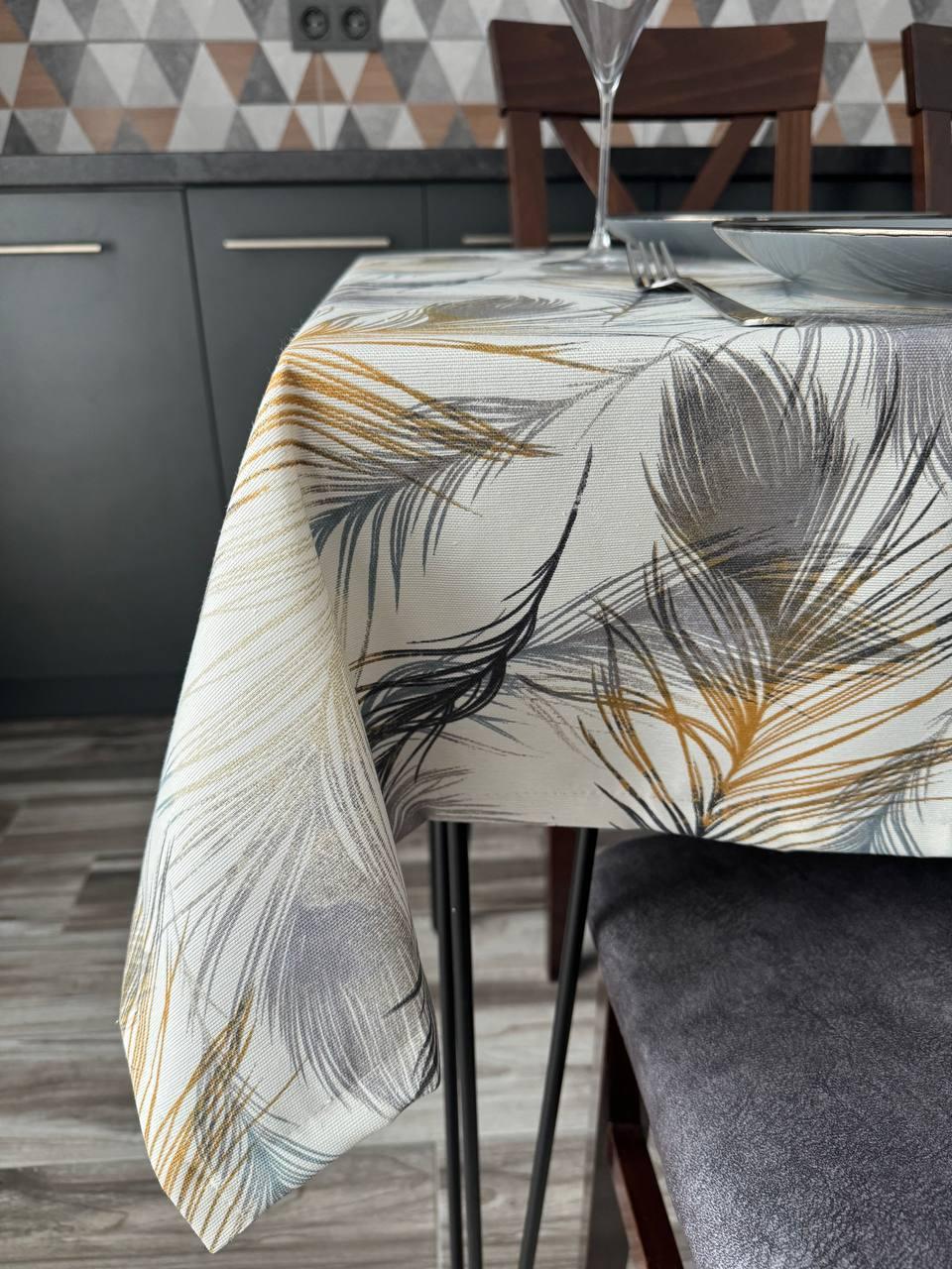 Linen waterproof tablecloth with Teflon, Geometry collection, luxury quality (custom or standard size)