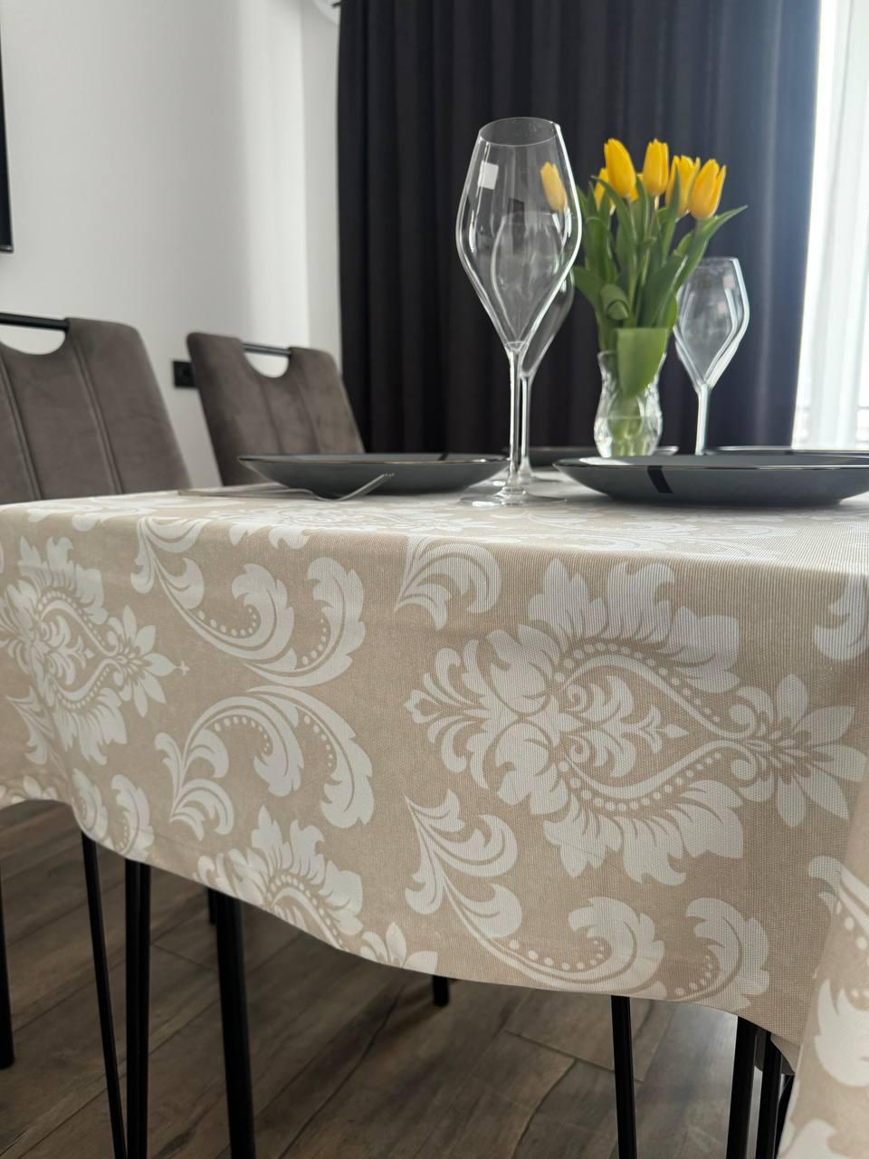 Linen waterproof tablecloth with Teflon, Geometry collection, luxury quality (custom or standard size)