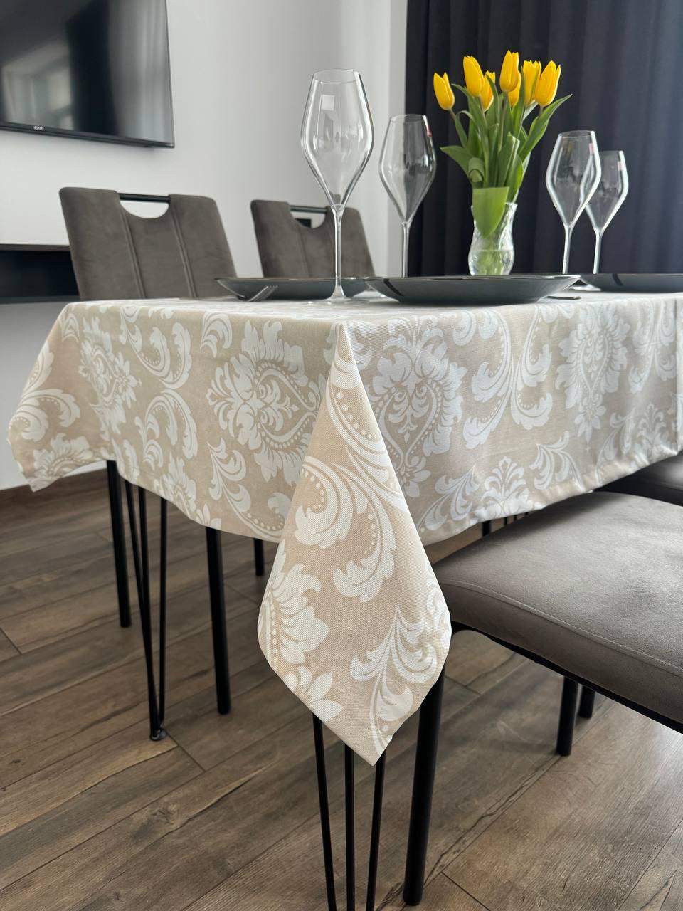 Linen waterproof tablecloth with Teflon, Geometry collection, luxury quality (custom or standard size)