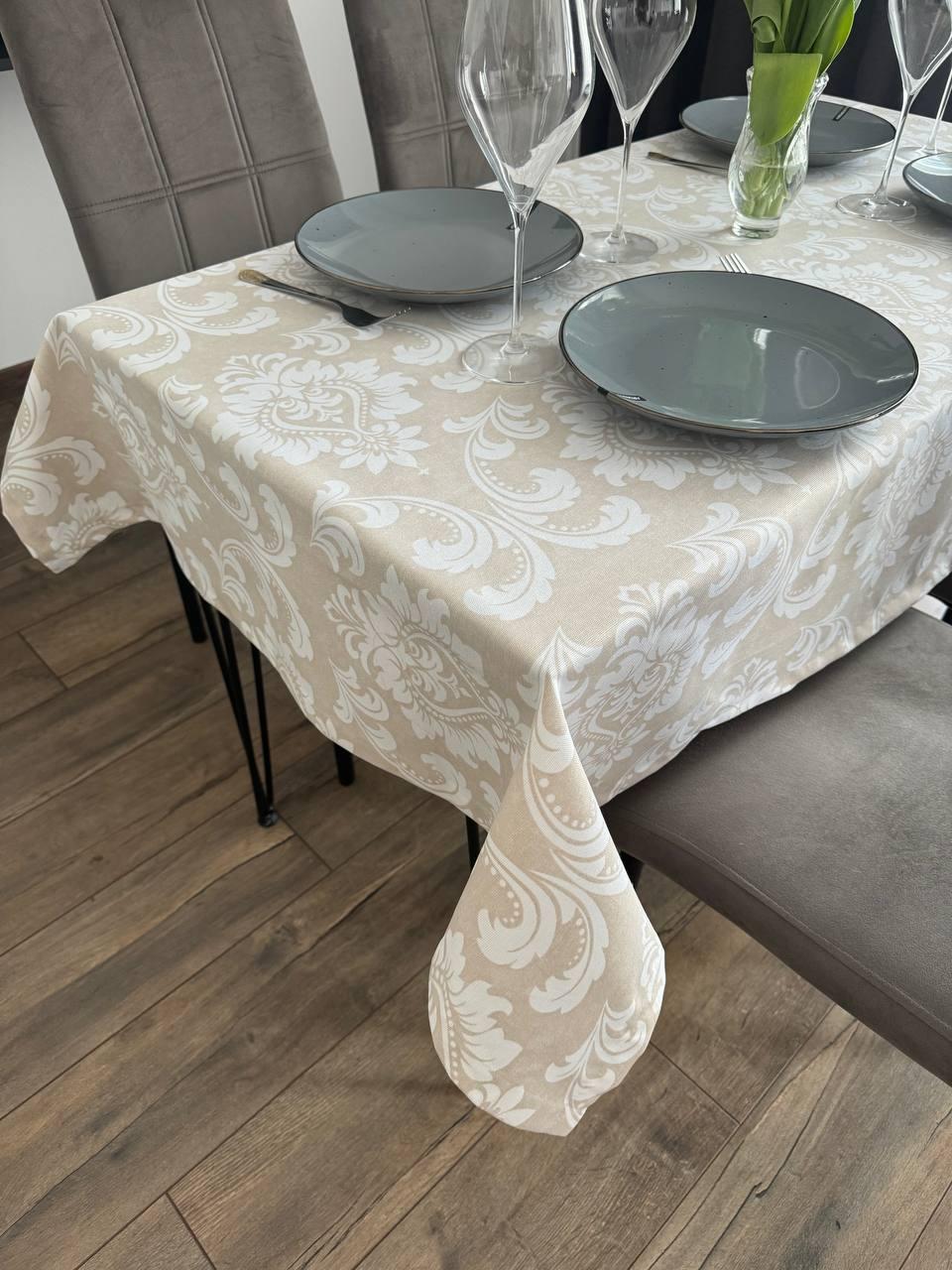 Linen waterproof tablecloth with Teflon, Geometry collection, luxury quality (custom or standard size)