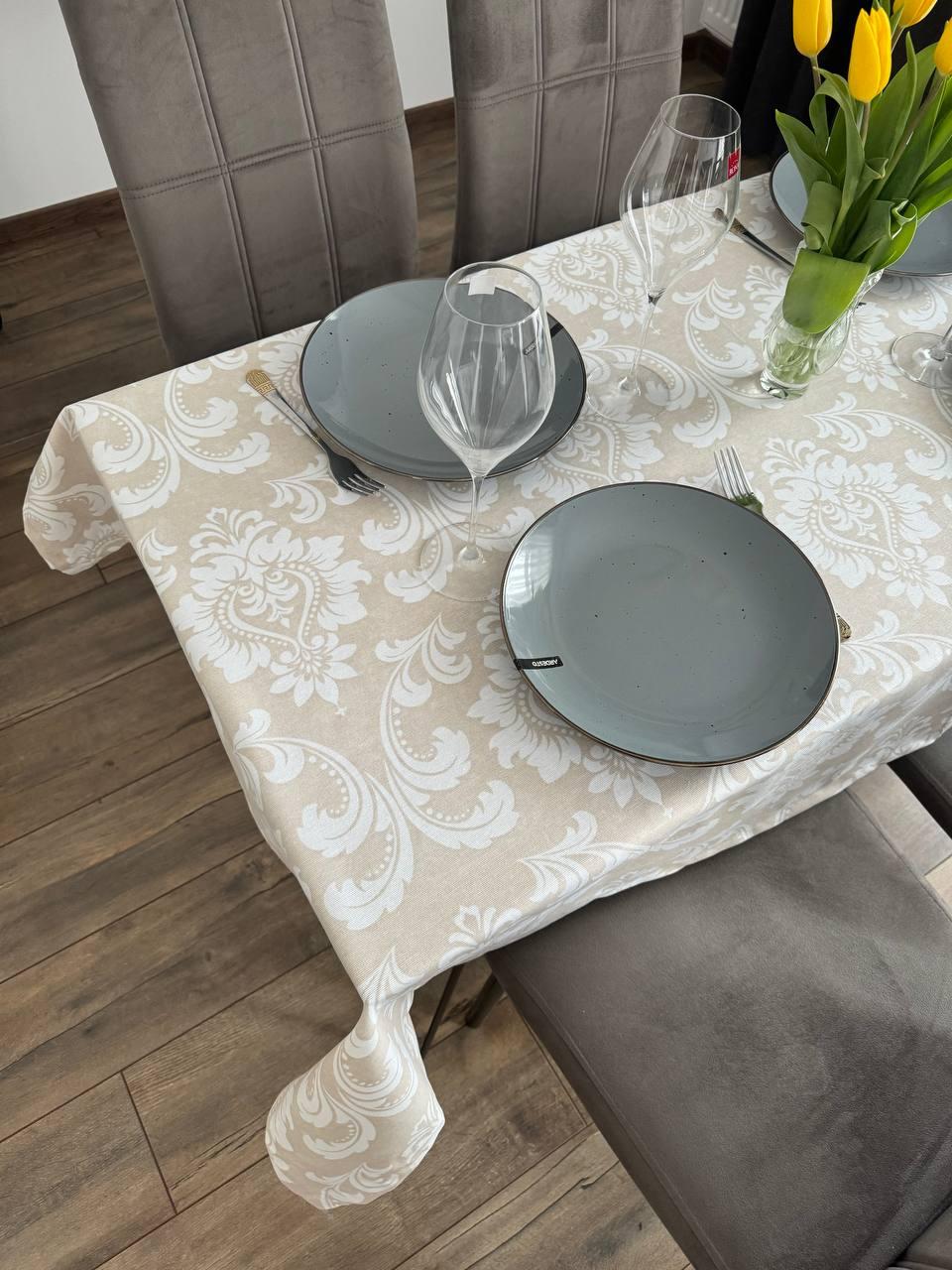 Linen waterproof tablecloth with Teflon, Geometry collection, luxury quality (custom or standard size)
