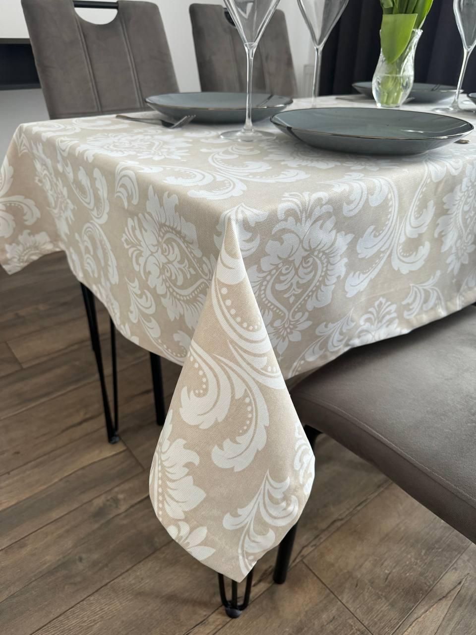 Linen waterproof tablecloth with Teflon, Geometry collection, luxury quality (custom or standard size)