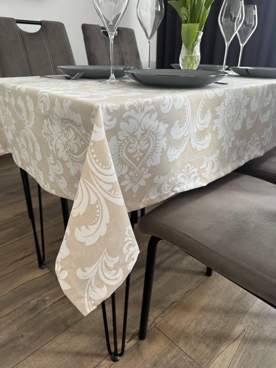 Linen waterproof tablecloth with Teflon, Geometry collection, luxury quality (custom or standard size)