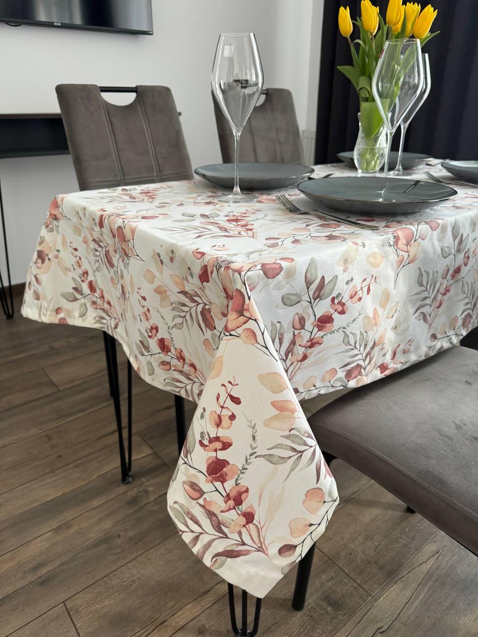 Linen waterproof tablecloth with Teflon, Geometry collection, luxury quality (custom or standard size)