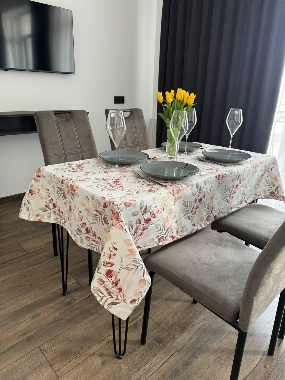 Linen waterproof tablecloth with Teflon, Geometry collection, luxury quality (custom or standard size)