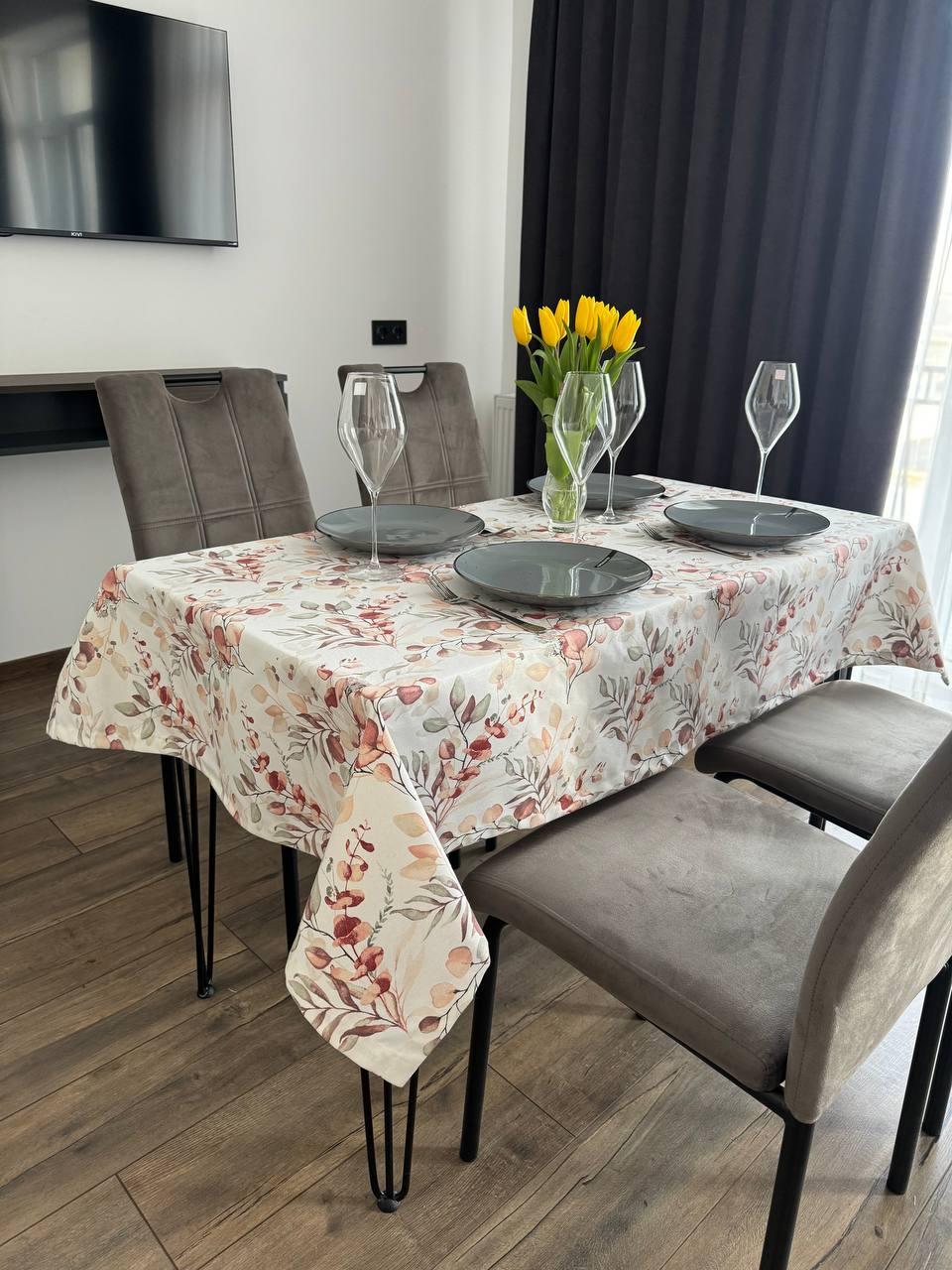 Linen waterproof tablecloth with Teflon, Geometry collection, luxury quality (custom or standard size)