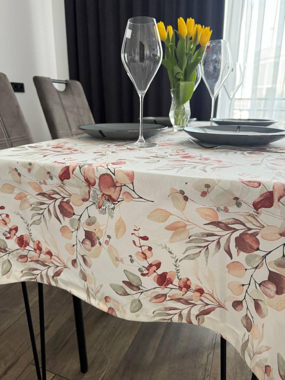 Linen waterproof tablecloth with Teflon, Geometry collection, luxury quality (custom or standard size)