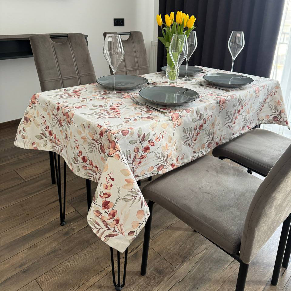 Linen waterproof tablecloth with Teflon, Geometry collection, luxury quality (custom or standard size)