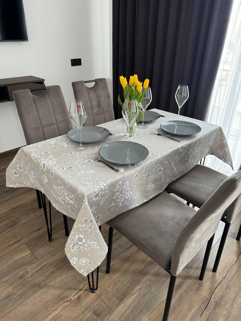 Linen waterproof tablecloth with Teflon, Geometry collection, luxury quality (custom or standard size)