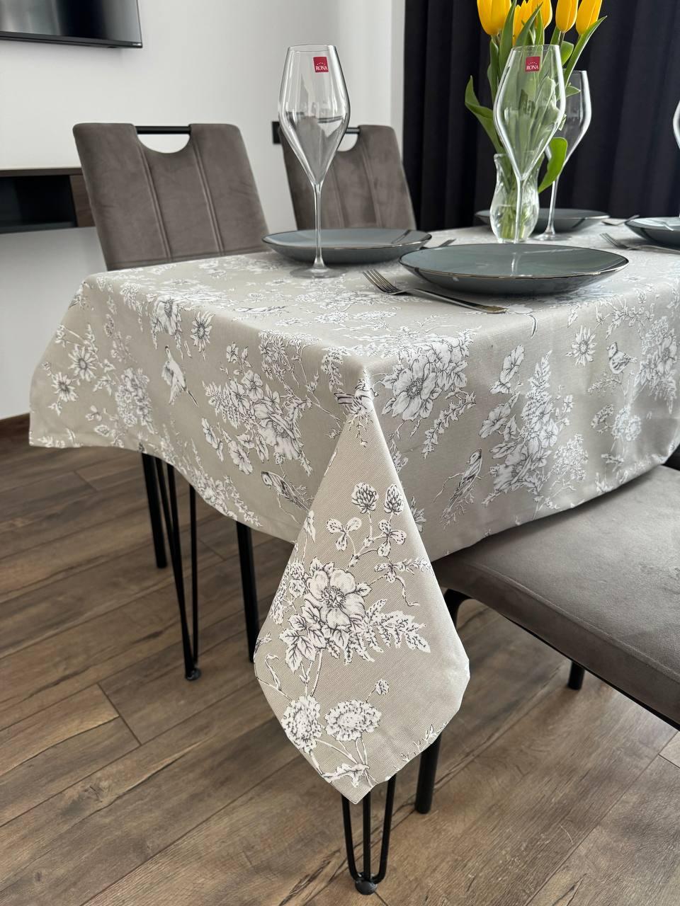Linen waterproof tablecloth with Teflon, Geometry collection, luxury quality (custom or standard size)
