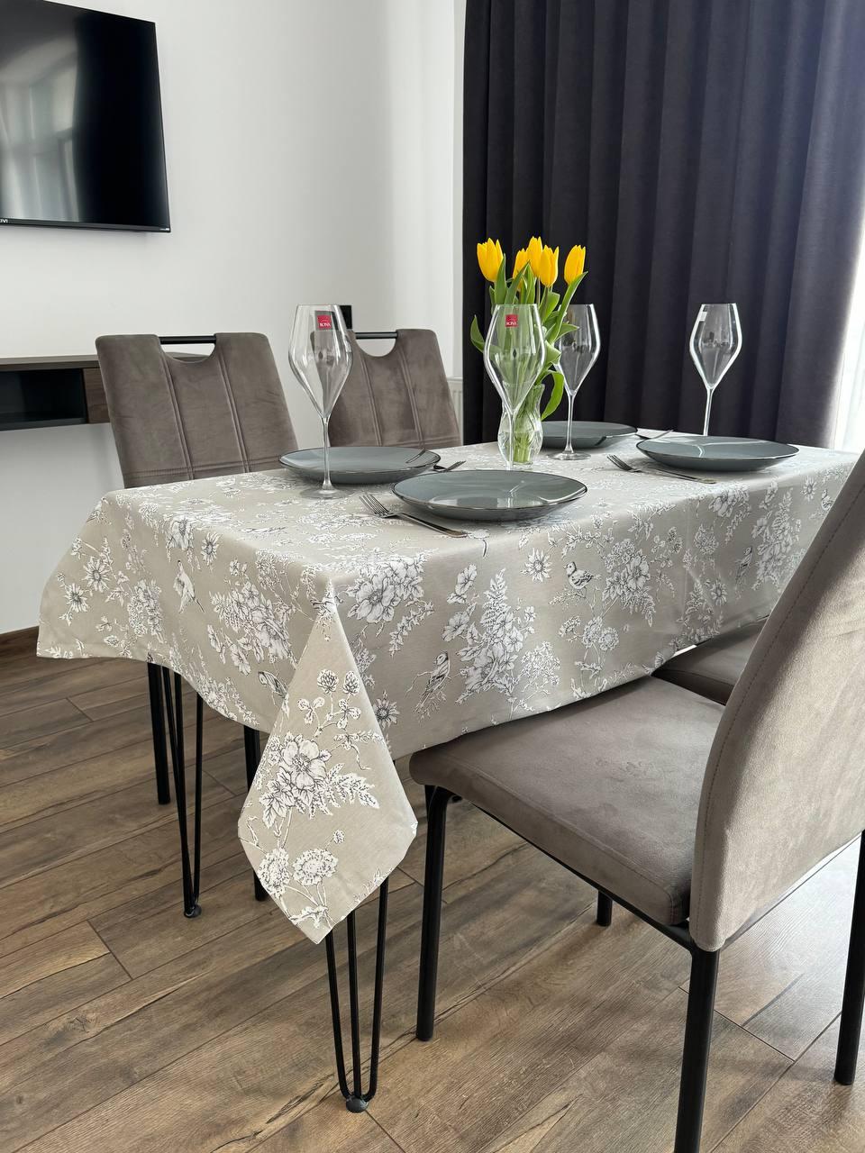 Linen waterproof tablecloth with Teflon, Geometry collection, luxury quality (custom or standard size)