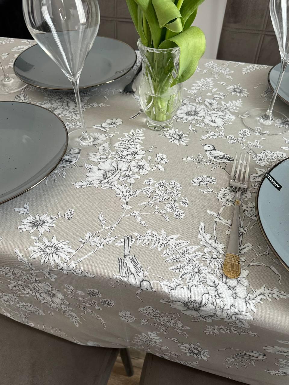 Linen waterproof tablecloth with Teflon, Geometry collection, luxury quality (custom or standard size)