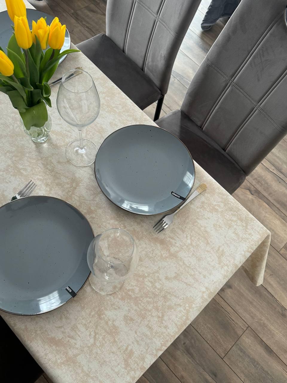 Linen waterproof tablecloth with Teflon, Geometry collection, luxury quality (custom or standard size)