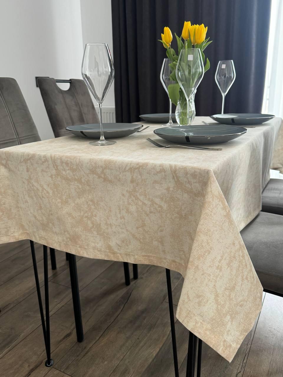 Linen waterproof tablecloth with Teflon, Geometry collection, luxury quality (custom or standard size)