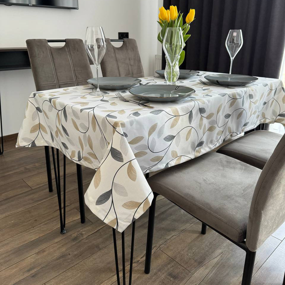 Linen waterproof tablecloth with Teflon, Geometry collection, luxury quality (custom or standard size)