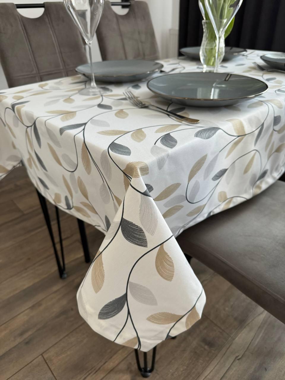 Linen waterproof tablecloth with Teflon, Geometry collection, luxury quality (custom or standard size)