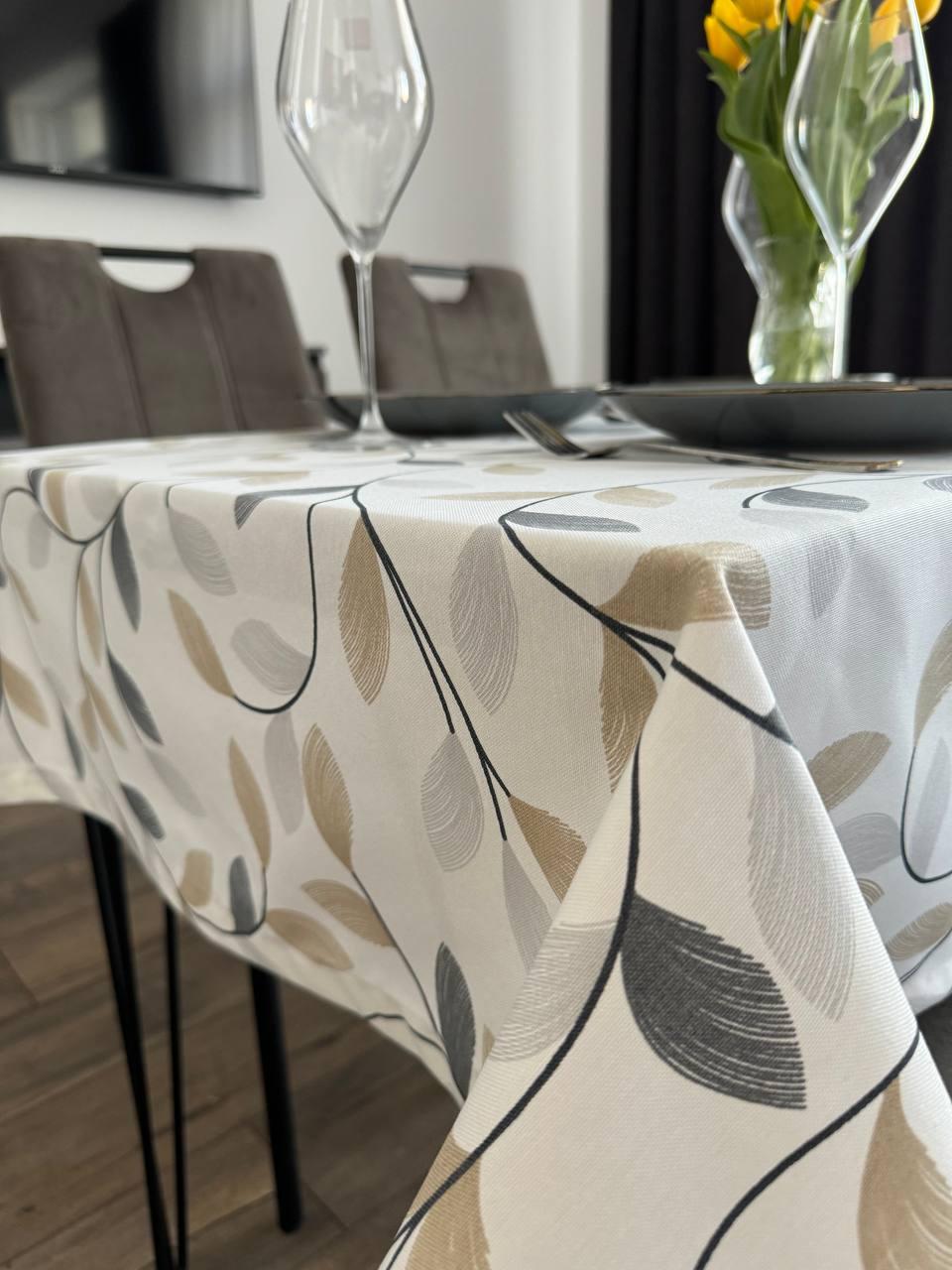 Linen waterproof tablecloth with Teflon, Geometry collection, luxury quality (custom or standard size)