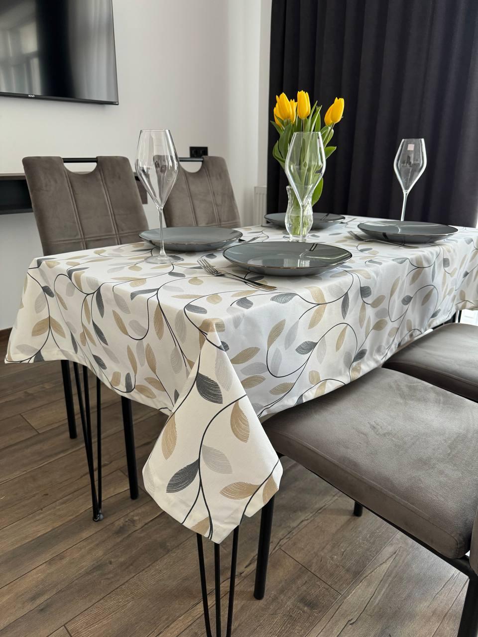 Linen waterproof tablecloth with Teflon, Geometry collection, luxury quality (custom or standard size)
