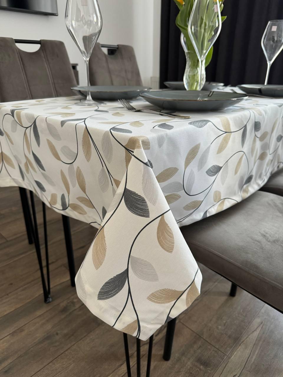 Linen waterproof tablecloth with Teflon, Geometry collection, luxury quality (custom or standard size)