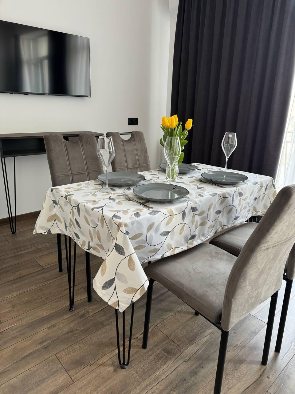 Linen waterproof tablecloth with Teflon, Geometry collection, luxury quality (custom or standard size)
