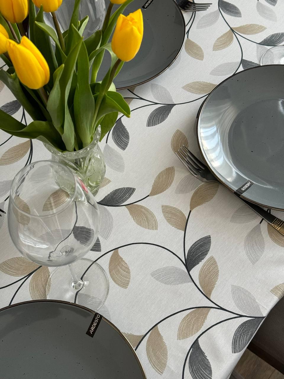 Linen waterproof tablecloth with Teflon, Geometry collection, luxury quality (custom or standard size)