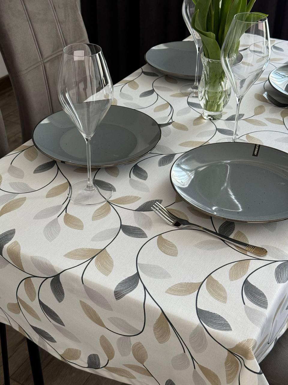 Linen waterproof tablecloth with Teflon, Geometry collection, luxury quality (custom or standard size)