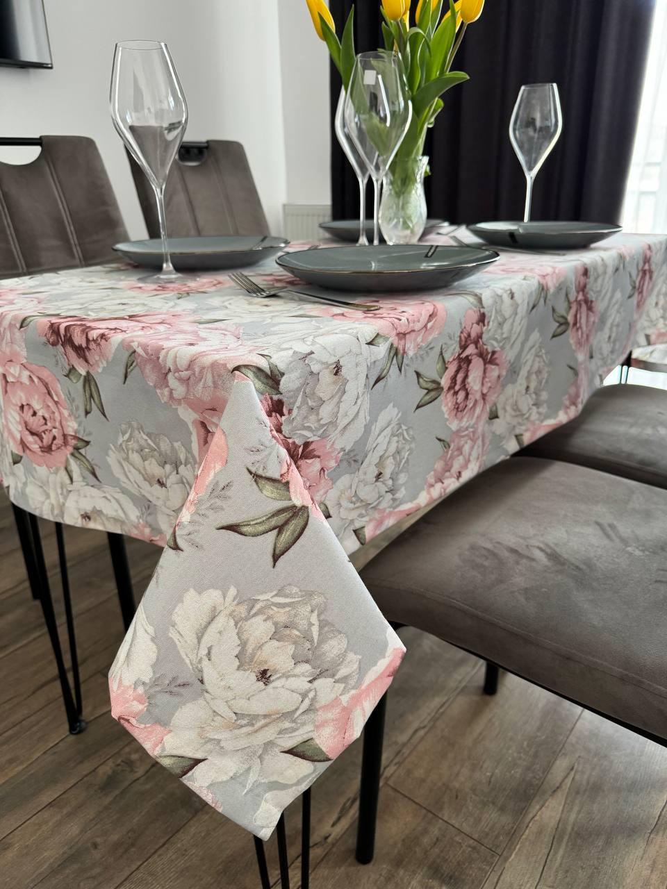 Linen waterproof tablecloth with Teflon, Geometry collection, luxury quality (custom or standard size)