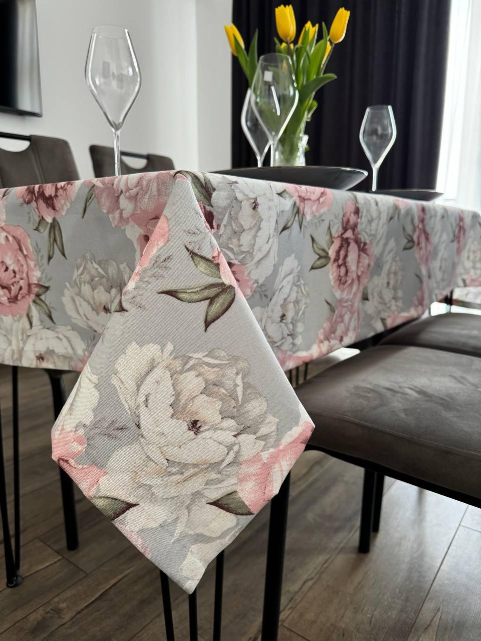 Linen waterproof tablecloth with Teflon, Geometry collection, luxury quality (custom or standard size)