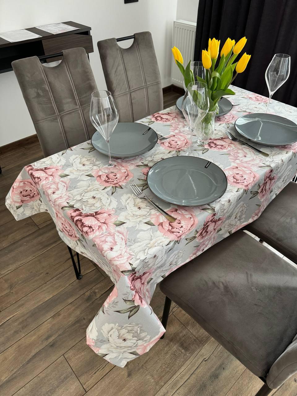 Linen waterproof tablecloth with Teflon, Geometry collection, luxury quality (custom or standard size)