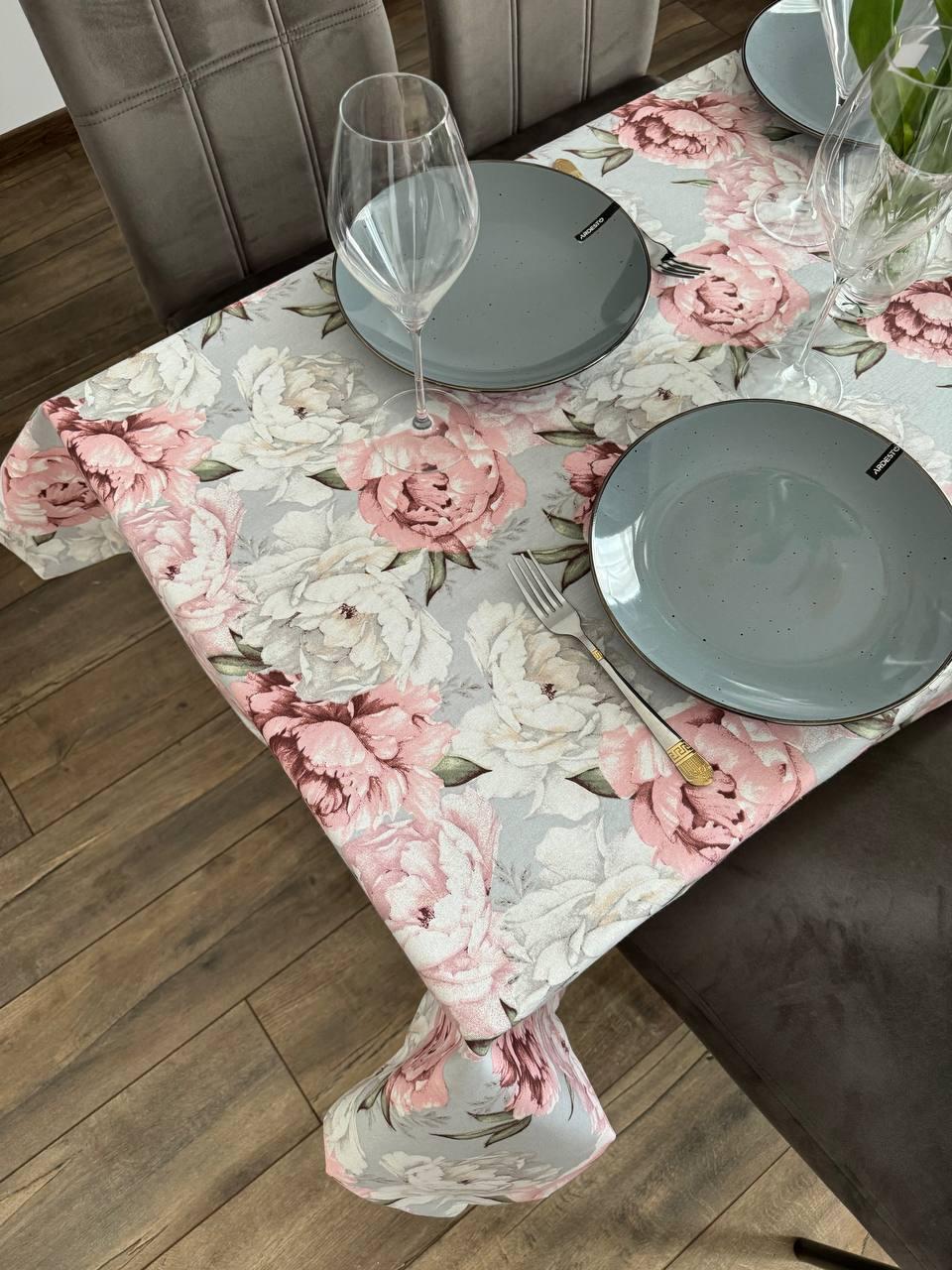 Linen waterproof tablecloth with Teflon, Geometry collection, luxury quality (custom or standard size)