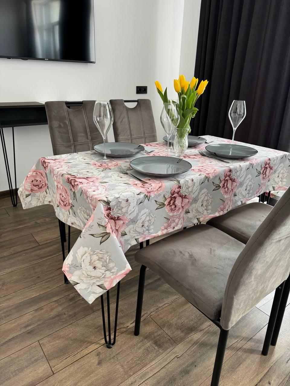 Linen waterproof tablecloth with Teflon, Geometry collection, luxury quality (custom or standard size)