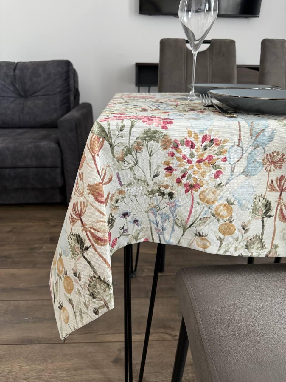 Linen waterproof tablecloth with Teflon, Geometry collection, luxury quality (custom or standard size)