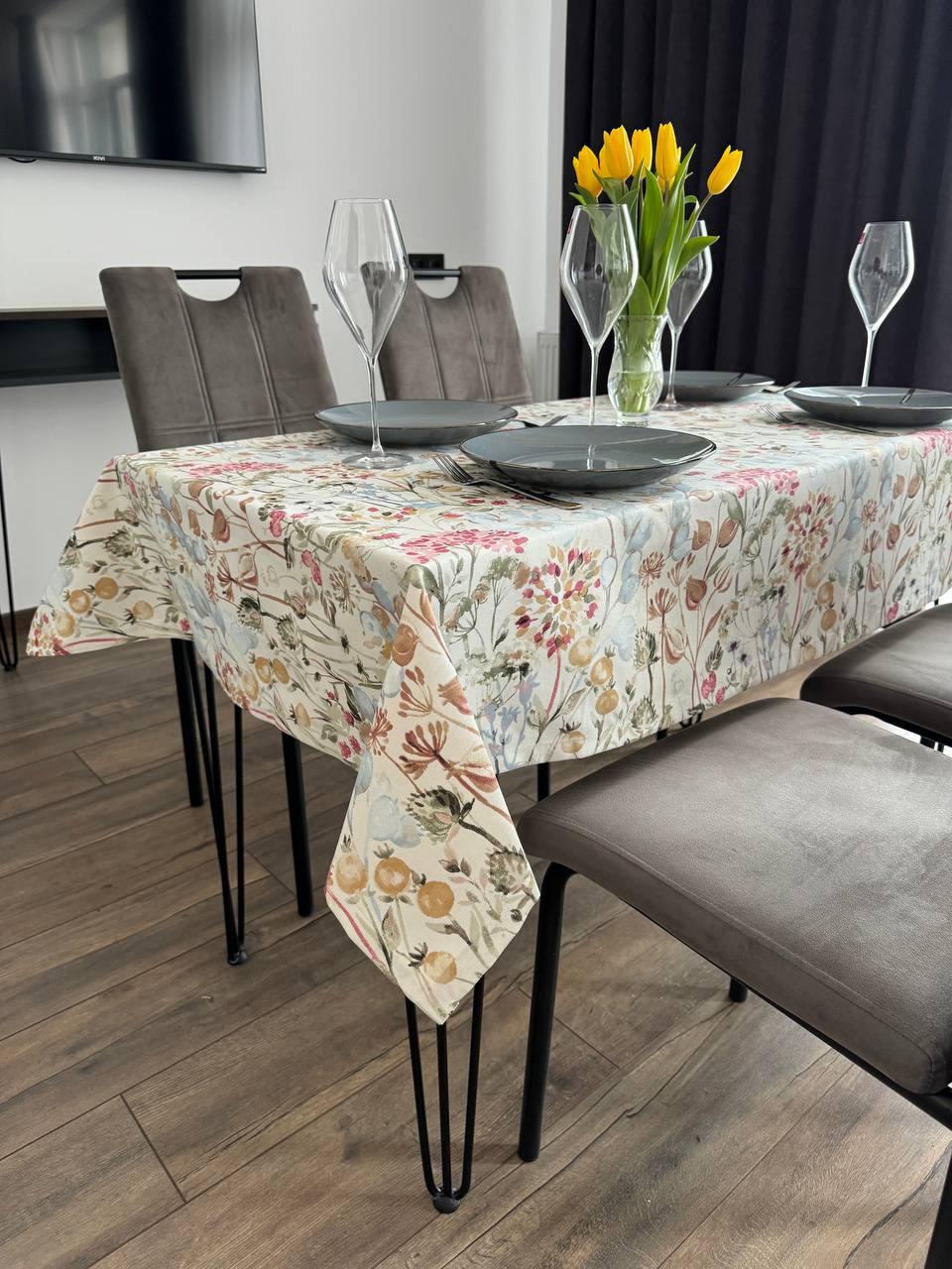 Linen waterproof tablecloth with Teflon, Geometry collection, luxury quality (custom or standard size)