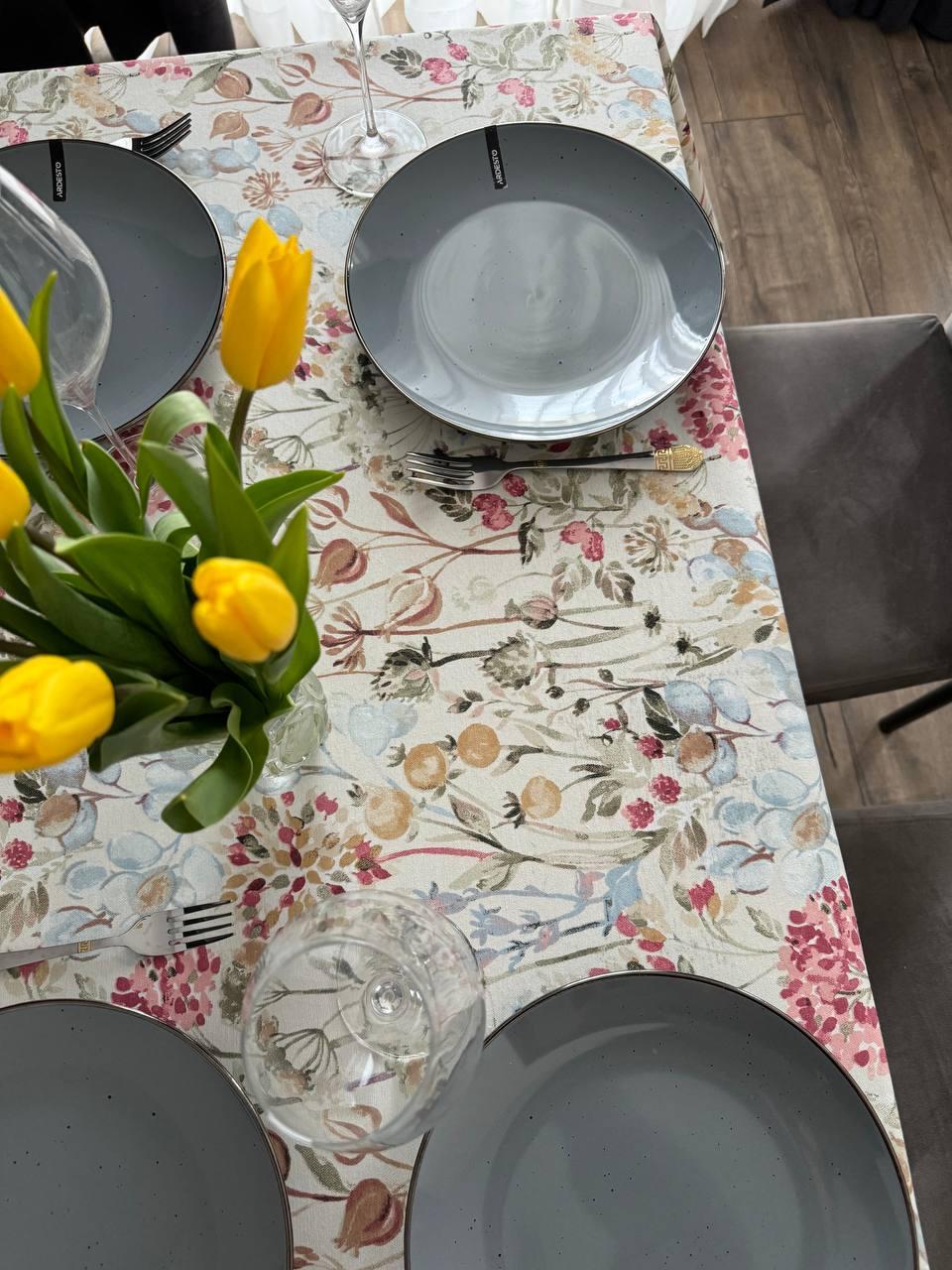 Linen waterproof tablecloth with Teflon, Geometry collection, luxury quality (custom or standard size)